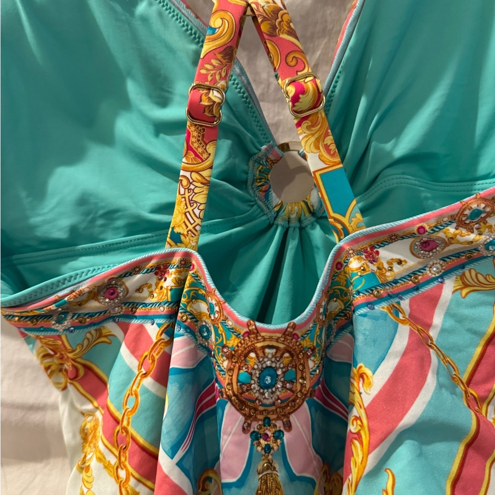 Camilla Turquoise and Gold Patterned Swimwear - Picture 7 of 8